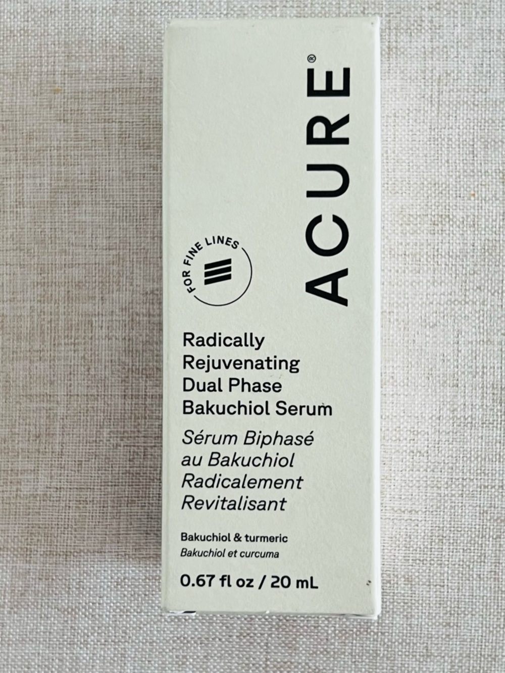 Acure Radically Rejuvenating Dual Phase Bakuchiol Serum 0.67 oz  100% Vegan 20ml